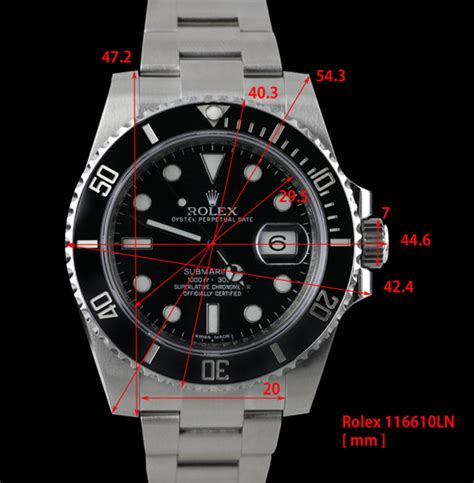 rolex submarier case diameter